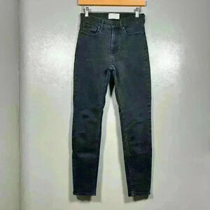 EVERLANE Vintage Wash Black High Rise Slim Jeans Women Size 26 Short Petite